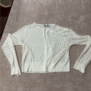 White Lace Button-Up Cardigan